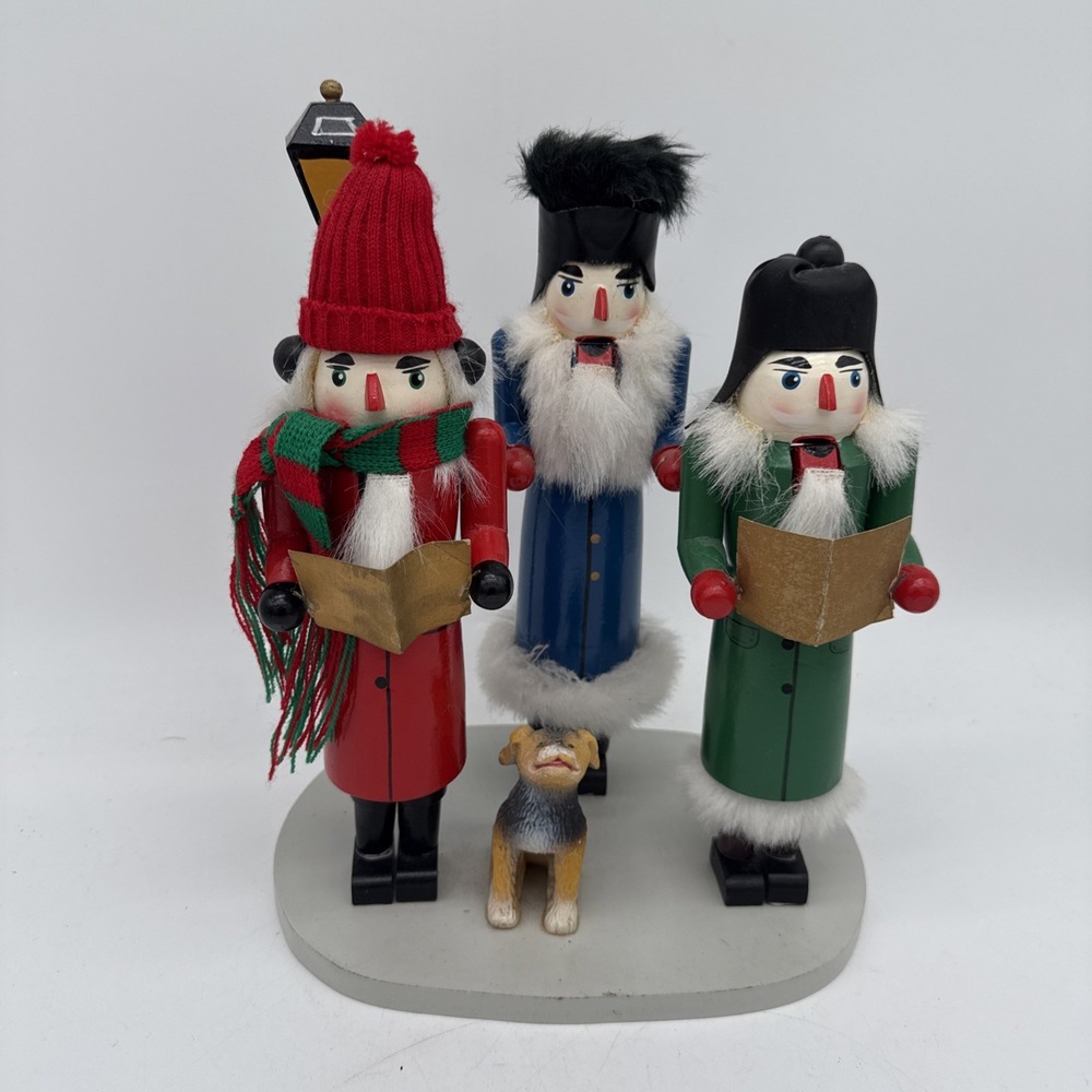 Vintage Bombay Company 3 Christmas Carolers and Dog Nutcrackers